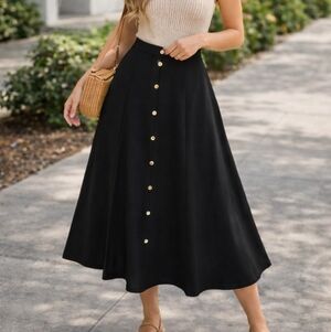 MAZH Collection Black A-Line Button Skirt Size S Women